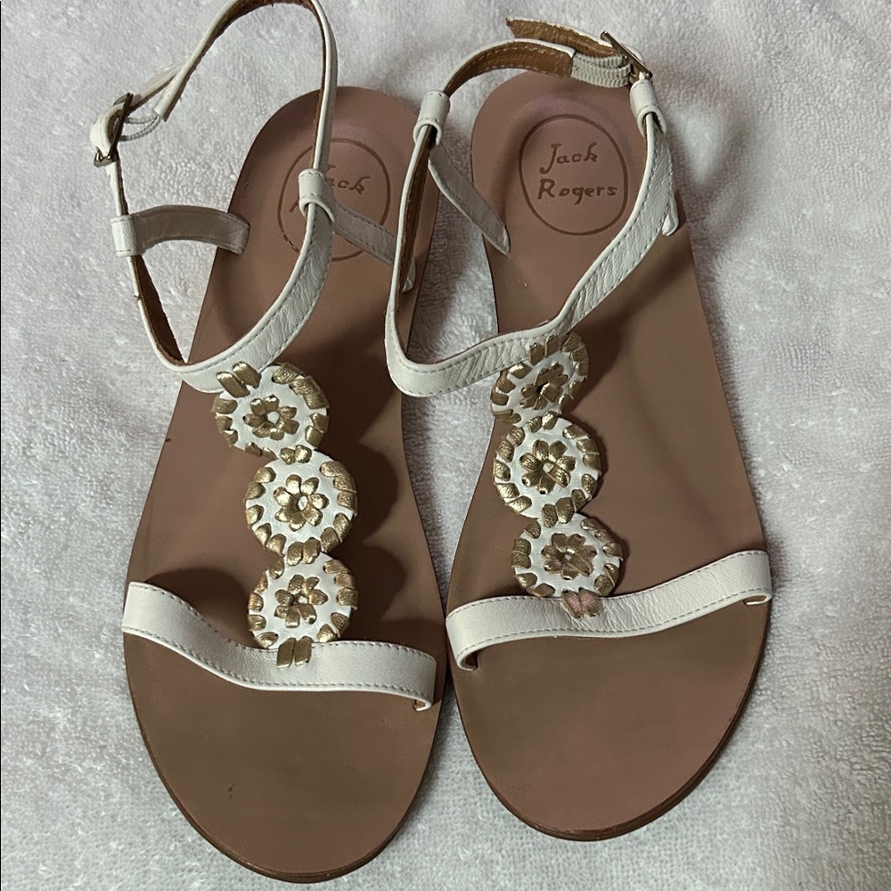 Jack Rogers Women's White and Tan Sandals